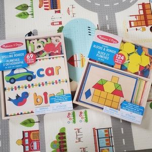(2) Melissa & Doug Wooden Block/Spelling Boards